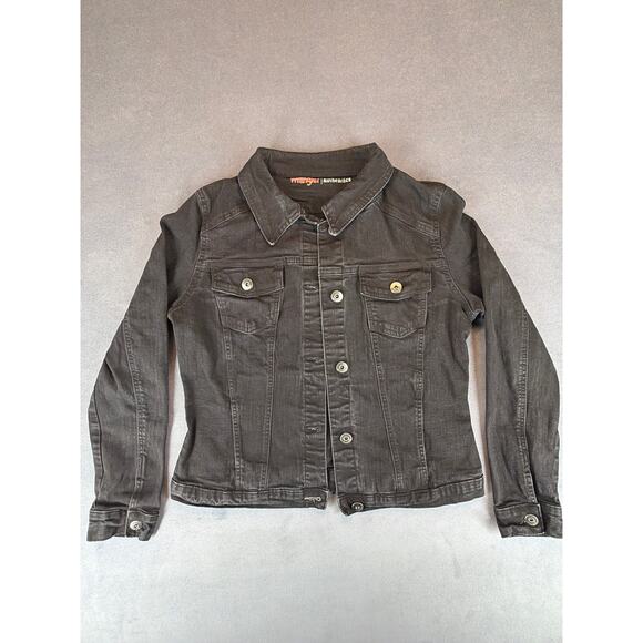 Wrangler Jackets & Blazers - Wrangler Authentic's Jean Stretch Jacket Black Women’s Large Silver Buttons